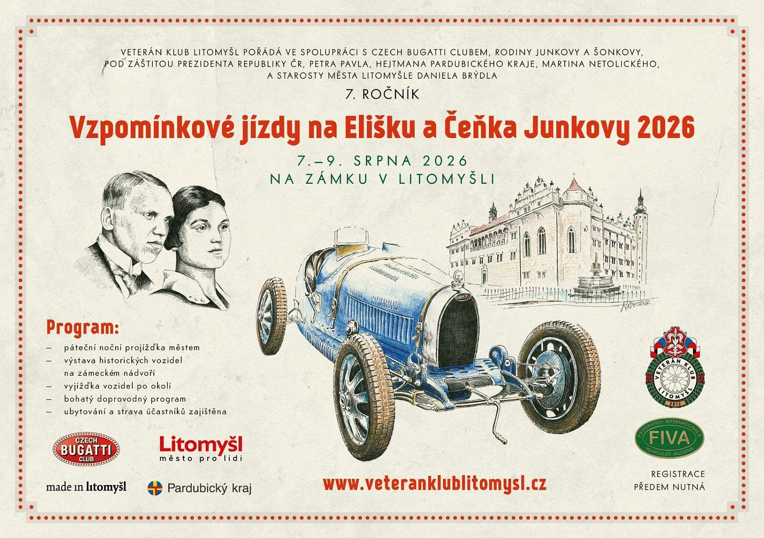 Vzpomínková jízda na Elišku a Čeňka Junkovy 2026