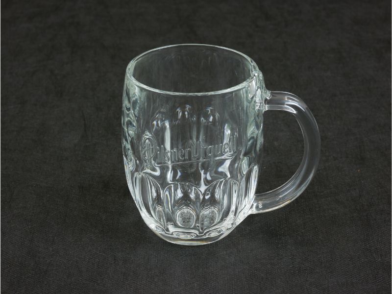 Pilsner Urquell pint glasses with handle